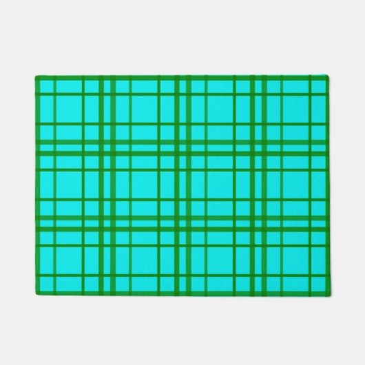 Blauwgroen Turquoise Tartan Plaid Pattern Design Deurmat (Voorkant)