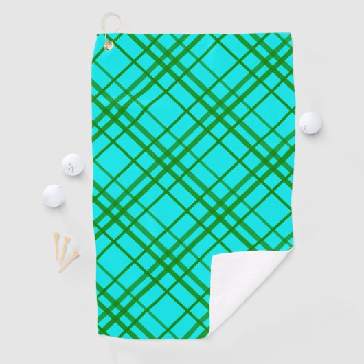 Blauwgroen Turquoise Tartan Plaid Pattern Design Golfhanddoek (Insitu)