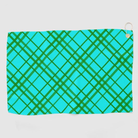 Blauwgroen Turquoise Tartan Plaid Pattern Design Golfhanddoek (Horizontaal)
