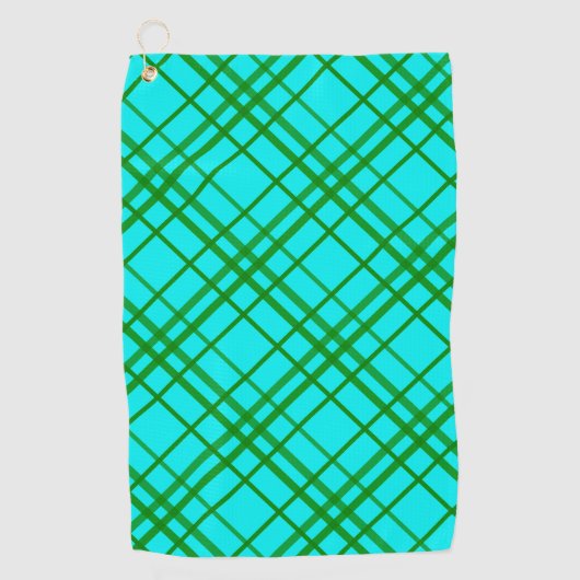 Blauwgroen Turquoise Tartan Plaid Pattern Design Golfhanddoek (Voorkant)