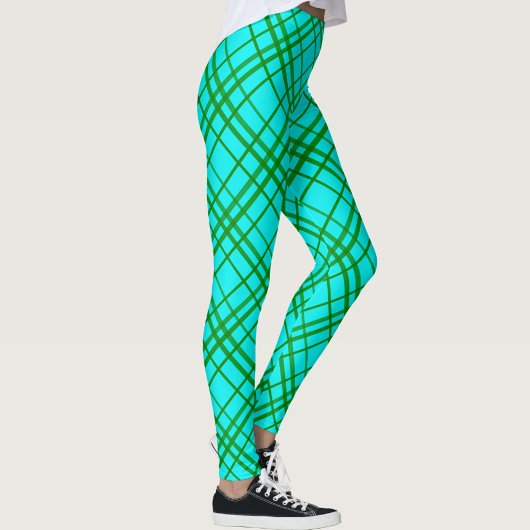 Blauwgroen Turquoise Tartan Plaid Pattern Design Leggings