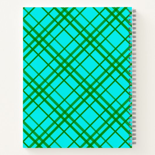 Blauwgroen Turquoise Tartan Plaid Pattern Design Notitieboek (Achterkant)