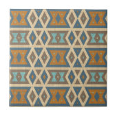 Blauwgroen Turquoise Terracotta Bruin Etnische Tri Tegeltje (Voorkant)