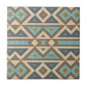 Blauwgroen Turquoise Terracotta Bruin Etnische Tri Tegeltje (Voorkant)