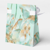 Blauwgroen Turquoise Tulpen Goud Glitter Vrijgezel Bedankdoosjes (Achterkant)