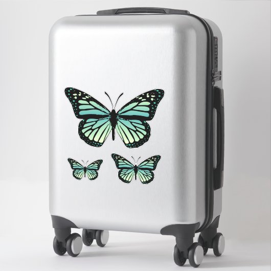 Blauwgroen turquoise vlinder sticker (Koffer)