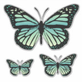 Blauwgroen turquoise vlinder sticker (Voorkant)