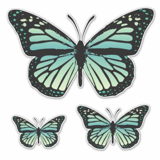 Blauwgroen turquoise vlinder sticker (Voorkant)