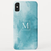 Blauwgroen Turquoise Waterverf Marble | Monogram Case-Mate iPhone Case (Achterkant)