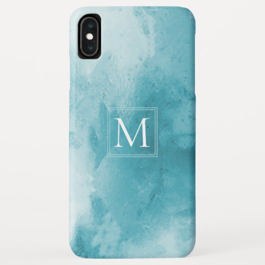 Blauwgroen Turquoise Waterverf Marble | Monogram Case-Mate iPhone Case (Achterkant)