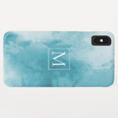 Blauwgroen Turquoise Waterverf Marble | Monogram Case-Mate iPhone Case (Achterkant (horizontaal))