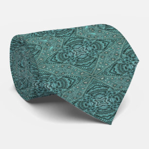 blauwgroen turquoise western land Gereed Leder Stropdas