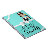 Blauwgroen Turquoise White Bow Parels Wine Future  Notitieboek (Rechterzijde)