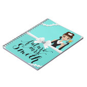 Blauwgroen Turquoise White Bow Parels Wine Future  Notitieboek (Linkerzijde)