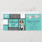 Blauwgroen Turquoise & White Bow Sweet 16 Birthday Kaart (Voorkant)