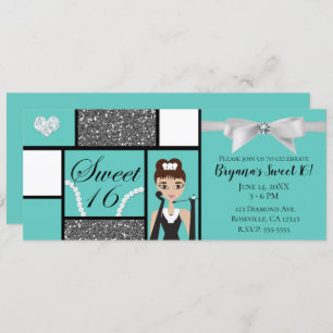 Blauwgroen Turquoise & White Bow Sweet 16 Birthday Kaart