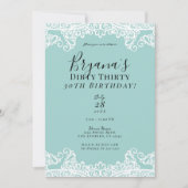 Blauwgroen Turquoise White Lace Dirty 30 30th Birt Kaart (Voorkant)