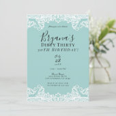 Blauwgroen Turquoise White Lace Dirty 30 30th Birt Kaart (Staand voorkant)