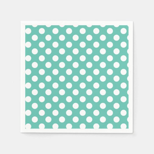 Blauwgroen Turquoise & White Polka Dots Birthday P Servet (Voorkant)