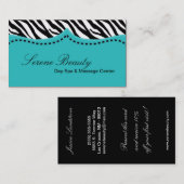 Blauwgroen Turquoise Zebra Print Animal Visitekaar Visitekaartje (Voorkant / Achterkant)