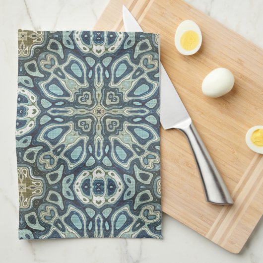 Blauwgroen Turquoise Zeevruchten Groene Boheemse T Theedoek (Quarter Fold)