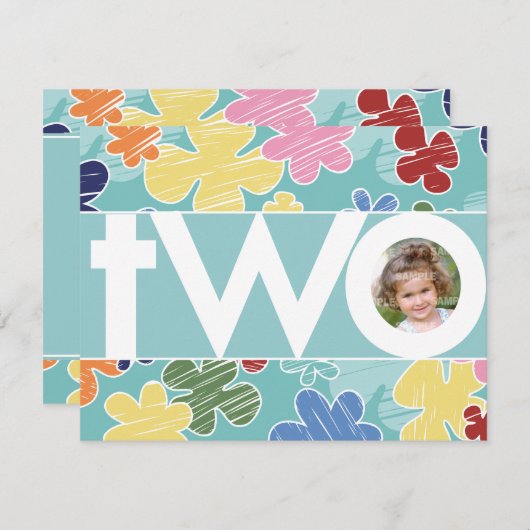 Blauwgroen Tweede verjaardag van de vaarkerij Kaart (Voorkant / Achterkant)