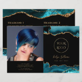 blauwgroen tweeledige brochure (Voorkant / Achterkant)