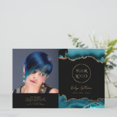 blauwgroen tweeledige brochure (Staand voorkant)