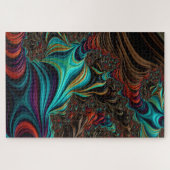 Blauwgroen Twist Fractal Double Helix 3-D-effect Legpuzzel (Horizontaal)