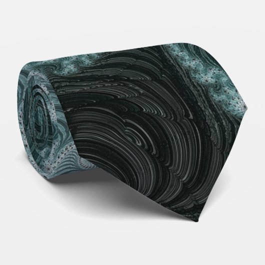 Blauwgroen Twist Starburst Fractal Abstract Stropdas (Opgerold)