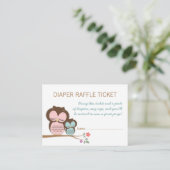 Blauwgroen Uil Baby shower Luier Raffle Ticket Ins Informatiekaartje (Staand voorkant)