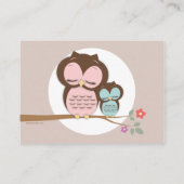 Blauwgroen Uil Baby shower Luier Raffle Ticket Ins Informatiekaartje (Achterkant)