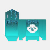 Blauwgroen uitdrijven Glitter Sweet 16 Bedankdoosjes (Uitgevouwen)