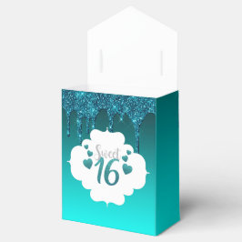 Blauwgroen uitdrijven Glitter Sweet 16 Bedankdoosjes