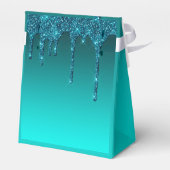 Blauwgroen uitdrijven Glitter Sweet 16 Bedankdoosjes (Achterkant)