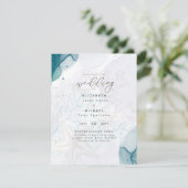 Blauwgroen uitnodiging tot Blauwgroen bruiloft in  (Staand voorkant)