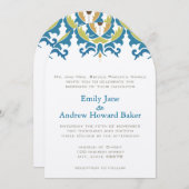 Blauwgroen uitnodiging tot bruiloft Hazelnut Green (Voorkant / Achterkant)