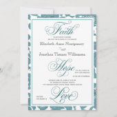 Blauwgroen uitnodiging tot Christelijke weddenscha (Voorkant)