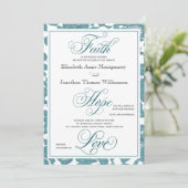 Blauwgroen uitnodiging tot Christelijke weddenscha (Staand voorkant)