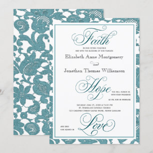 Blauwgroen uitnodiging tot Christelijke weddenscha