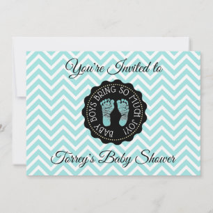 Blauwgroen uitnodiging tot het Baby shower Chevron