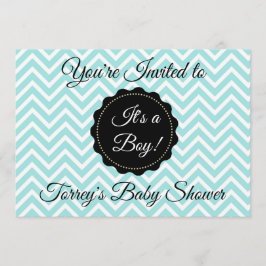 Blauwgroen uitnodiging tot het Baby shower Chevron