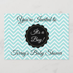Blauwgroen uitnodiging tot het Baby shower Chevron