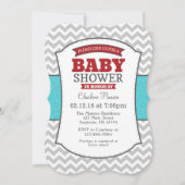 Blauwgroen uitnodiging tot het Baby shower Red Gra (Voorkant)