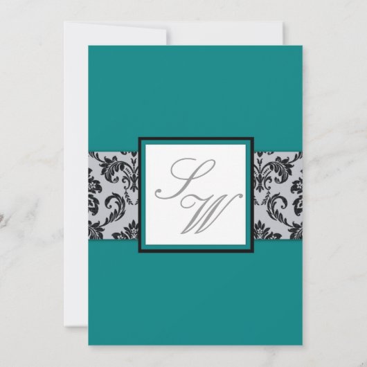 Blauwgroen uitnodiging tot het huwelijk (Achterkant)