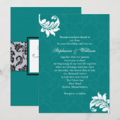 Blauwgroen uitnodiging tot het huwelijk (Voorkant / Achterkant)