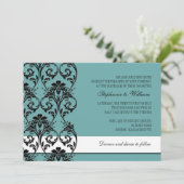 Blauwgroen  uitnodiging tot het huwelijk van Flora (Staand voorkant)