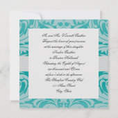 Blauwgroen uitnodiging tot het huwelijk van Monogr (Achterkant)