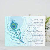 Blauwgroen uitnodiging tot het huwelijk van Peacoc (Staand voorkant)