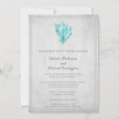 Blauwgroen uitnodiging tot het huwelijk van Shell (Voorkant)